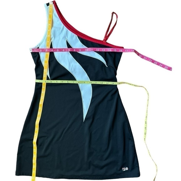 FILA Tennis One Shoulder Ajustable Strap Black Red White Sports Dress, Medium - Picture 11 of 11